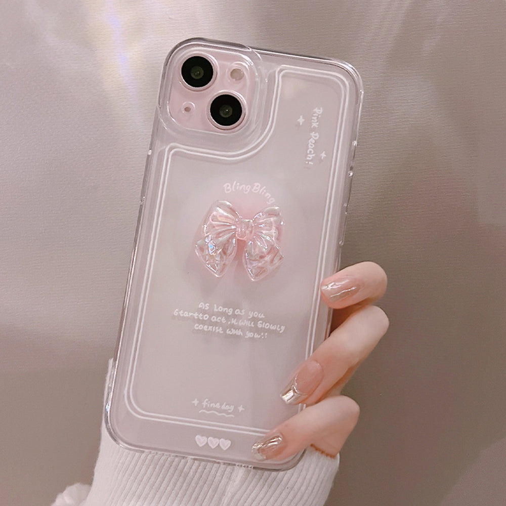 Crystal Bowknot Decor Phone Case for iPhone 13 Anti-scratch TPU Clear Phone Cover Crystal Bowknot Decor Phone Case for iPhone 13 Anti-scratch TPU Clear Phone Cover